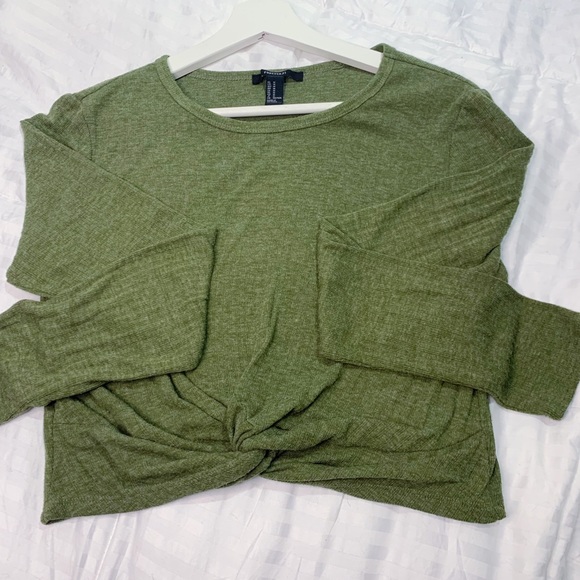 Green long sleeve crop top - Picture 1 of 2